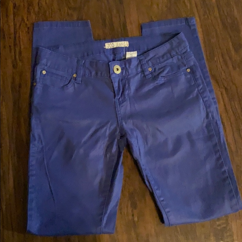 Blue Shimmer Skinny Pants